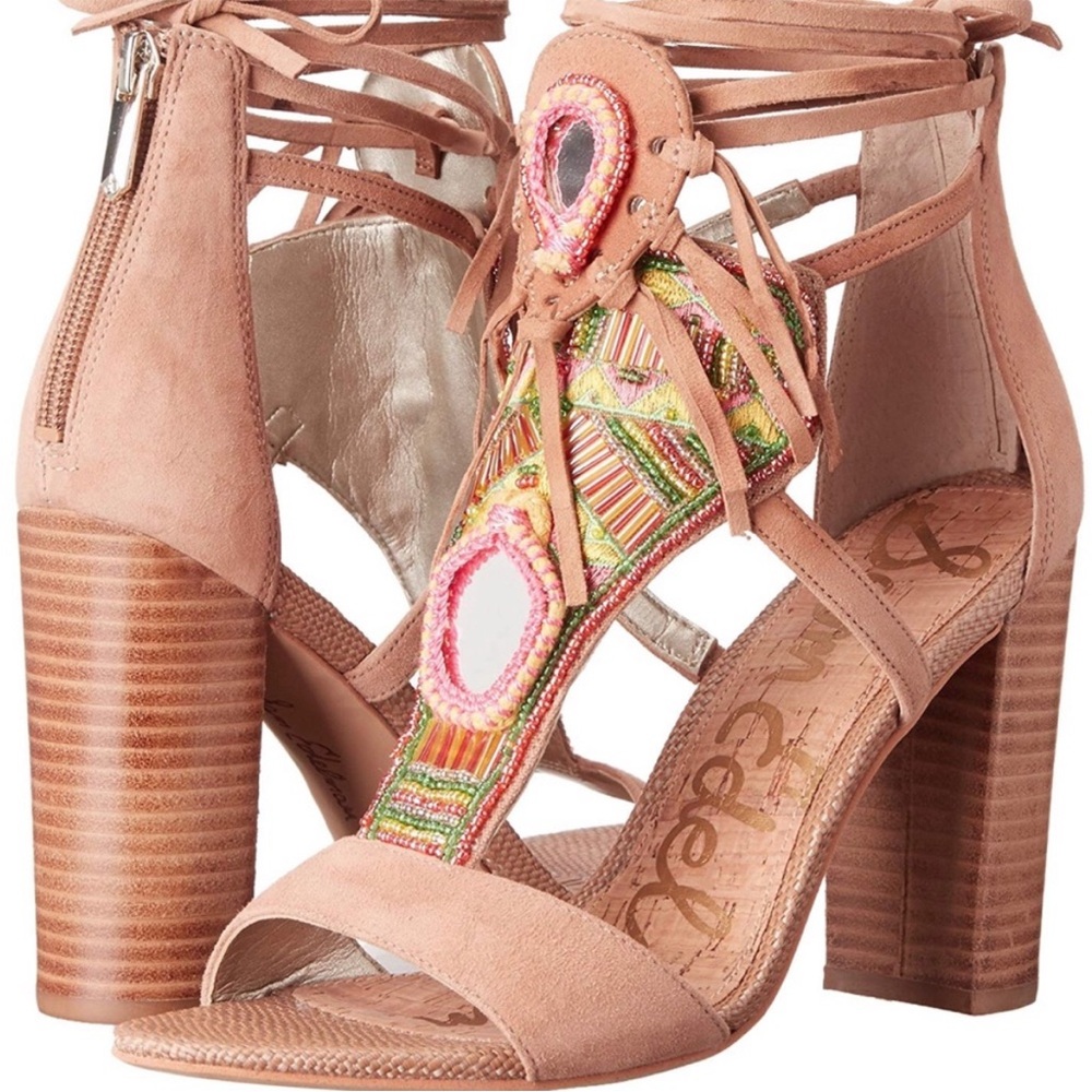 Sam Edelman Yvette Beaded Multicolor Open Toe Heels Size 7.5